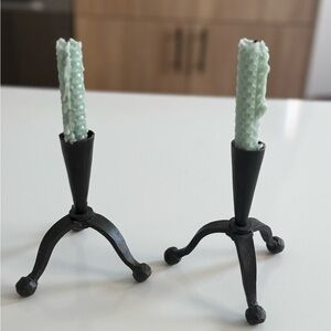 Black wrought iron candle holders